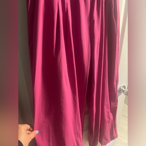 *Last One* Hot Pink Wide Leg Palazzo Linen Pants Smocked Slimming Waist - Picture 8 of 8